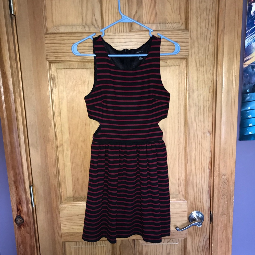 Mid-thigh Black/Red Striped Dress